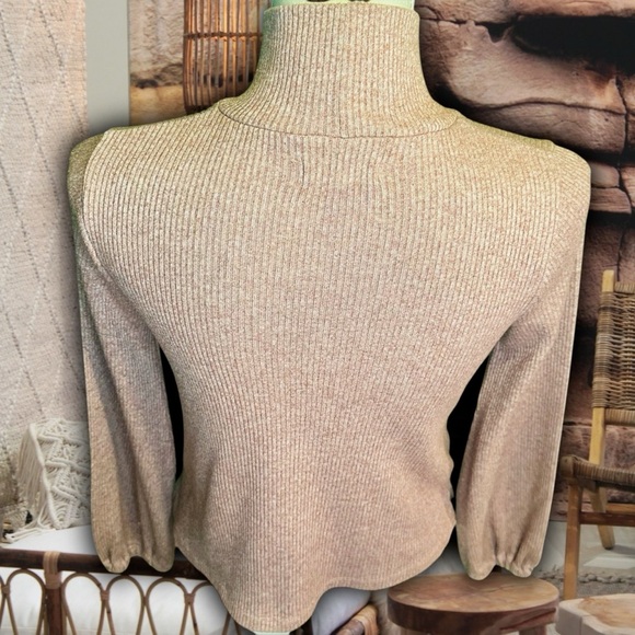 Madewell ‘Heathered Bubble-Sleeve Swing Turtleneck’ in “Heather Rose” Size Small - Picture 9 of 16